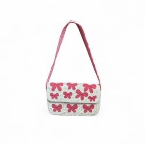 Francesca's Collections Pink and White Bow Shoulder Bag